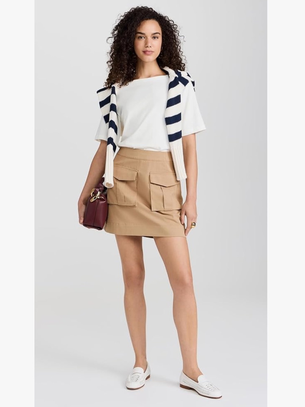 Veronica Beard Elowyn Mixed-Media Dress Khaki & White Sz Small Minimalist Sporty